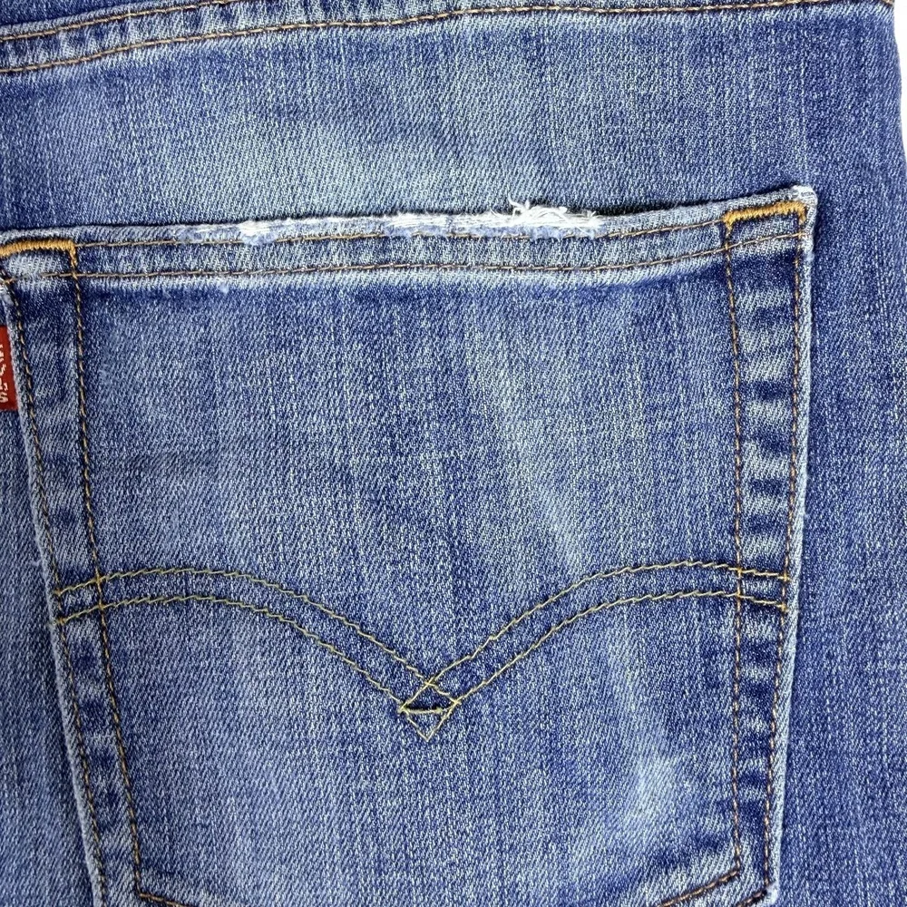 Levi's 527 Jeans Mens 36x32 Blue Denim Faded Super Stretch Red Tab Distressed